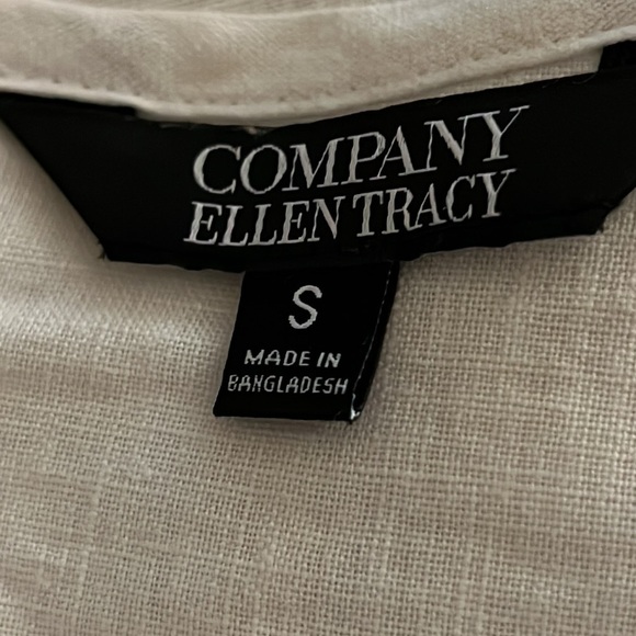 Ellen Tracy Company 100% Linen natural ivory tunic top Sz S lace up - Picture 9 of 11